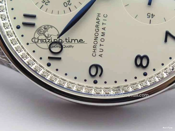 MIROTIME 0705 Portuguese IW3714 Diam ZF V2 1:1 Best Edition White Dial Blue Makers On Blue Leather Strap A79350 (Slim Movement) Stylish 7248